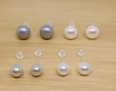 【802】パール系樹脂ピアス4ペア アレルギー対応 ポストピアス シンプル　一粒