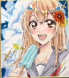 朝顔の君』オリジナル 手描きイラスト コピック 色紙 アナログ