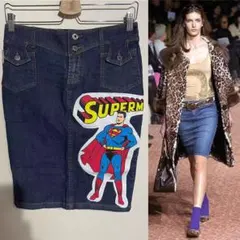 D&G ドルチェ&ガッバーナ 限定スーパーマンパッチワークジーンズデニムスカートのサムネイル