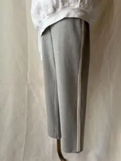 【ZARA】サイドラインイージーパンツ グレー×ホワイト 美脚シルエット M