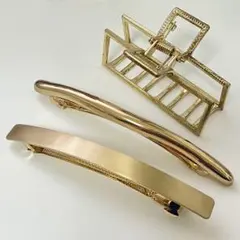 ゴールド メタル ヘアクリップ バレッタ　まとめ売り