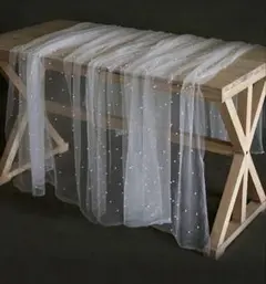 ソフトチュール 100cm×200cm フェイクパール付き オーガンジー