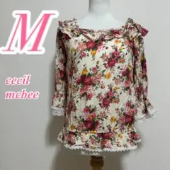 CECIL McBEE 花柄レースブラウス Mサイズ　きれいめコーデ　オフィス