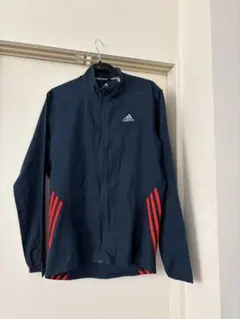 adidas 薄手ナイロンジャケット　ネイビー　Lサイズ
