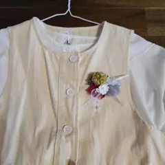 花モチーフ コサージュ オリーブグリーン 赤