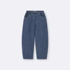 【新品タグ付】GU キッズ バレルレッグジーンズ 130 ブルー