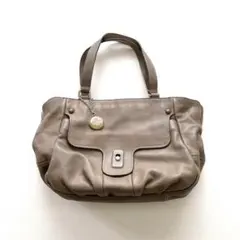 美品 SAZABY サザビー 本革 レザー ハンドバッグ グレージュ 角スレなし