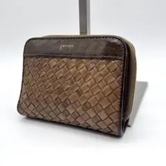 ゲンテン ラストリコ 2つ折り財布 山羊革 メッシュ カーキブラウン