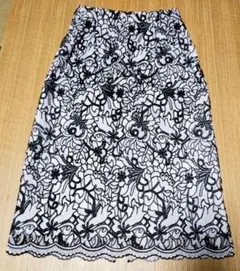 【美品！】インデックス index 花柄 レース タイトスカート S グレー&黒