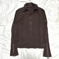 00s 90s アーカイブ レースアップ サーマル ロンT グランジ 亜熱帯のサムネイル