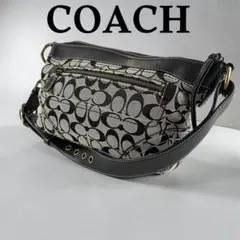 極美品✨ COACH コーチ ワンショルダーバッグ 肩掛け シグネチャー 黒