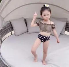 新作 水着 セパレート ビキニ 女の子 オフショル 帽子 3点セット 100