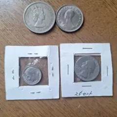 外国コイン 4種セット エリザベス女王 タイ硬貨 アメリカ硬貨のサムネイル