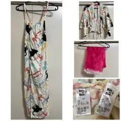 子供服Bee 浴衣　ワンピース　セパレート　猫　リボン　女の子　150