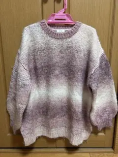 LOWRYS FARM ピンク系 グラデーション ニット