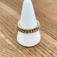 ステンレスダブル喜平2面カット ゴールド ステンレスチェーンリング