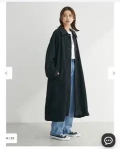 ELENCARE DUE ジャカードステンカラーコート 黒Green Parks