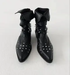 Opium Rivet Strap Leather Heel Boots ブーツ - メルカリ