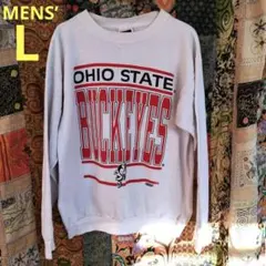 中古品 スウェット Ohio State Buckeyes 白 メンズL 古着