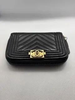 CHANEL ブラック キルティング カードケース