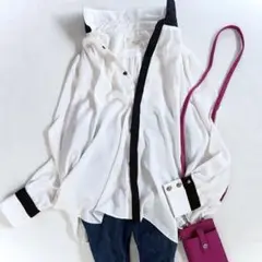 Unpeu Femme アンプーファム ブラウス　長袖 シャツ　バイカラー