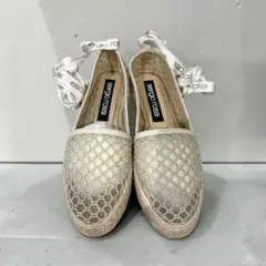 Sergio Rossi レザー&メッシュ　エスパドリーユ　36 23cm 白のサムネイル
