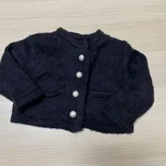 プティマイン　petit main カーディガンニット　ネイビー　S