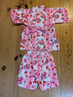 ピンク 花柄 甚平 120cm