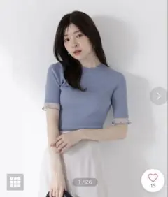 今季完売PRORORTIONBODYDRESSING部分シアー半袖リブニットのサムネイル