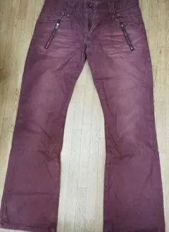 セマンティックデザイン カーゴパンツ LLレッドブラウンジップデザイン