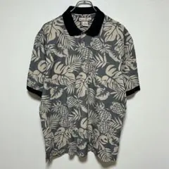 Paradise Blue 半袖ポロシャツ　ハワイアンデザイン　パイナップル