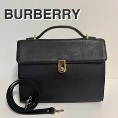 美品 バーバリー ブラック オールレザー バッグ 2way ノバチェック