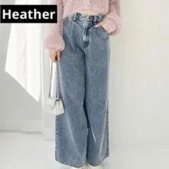 [Heather] ハイウエストデニムワイドパンツ　ジーンズ　S 韓国　Y2Kのサムネイル