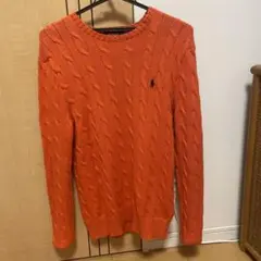 ポロラルフローレン ケーブルニット　セーター　オレンジ　ニット　コットン