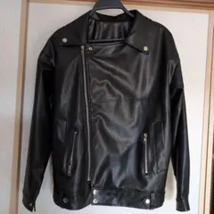 黒 合成皮革 ダブルライダースジャケット　値下げしました。