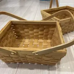 美品⭐︎木製四角バスケット 2個セット