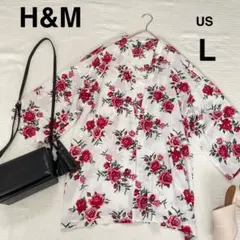H&M  エイチアンドエム　羽織り　バラ柄　us L