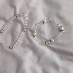 クリスタルビーズ・パール ブレスレット 2点セット