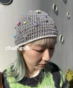 クロシェハット　ニット帽　ビーニー　ハンドメイド　クラッシャーハット　かぎ編み