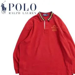 POLO RALPH LAUREN ラガーシャツ 刺繍ロゴ XL レッド