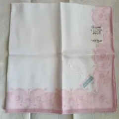 WEDGWOOD 刺繍入りハンカチ ホワイト/ピンク