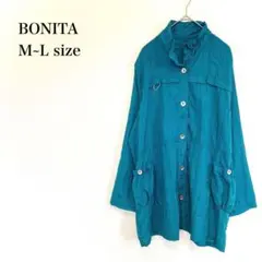 ボニータ　ナイロンジャケット　M〜L ターコイズブルー　薄手　羽織り　鮮やか