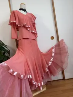 社交ダンストップス　社交ダンススカート　社交ダンスウェア　上下セット　美品