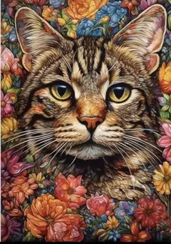 ダイヤモンドアート　猫　キット　ビーズアート　花　カラフル　ダイヤモンドフィンク