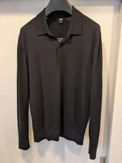ユニクロ メリノニットポロセーター ポロニット 長袖 ブラック Mサイズ
