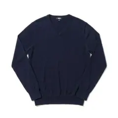 ユニクロ UNIQLO メリノVネックセーター NAVY ネイビー 紺 L