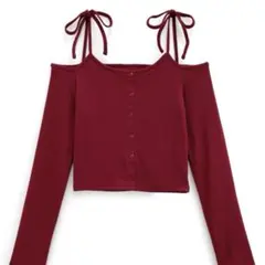 ショルダーリボンオフショルテレコリブトップス[dk1263]