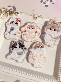 ハンドメイド用　猫　アクリルキーホルダー　アクリルプレート モフサンド　キティ