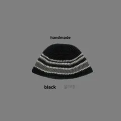 ニット帽　ビーニー　クロシェハット クラッシャーハット　黒　グレー