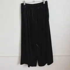 BACK NUMBER ベロアワイドパンツ 黒 ウエストゴム 楽ちん モード系のサムネイル